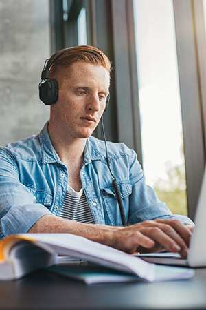 A man working at a desk