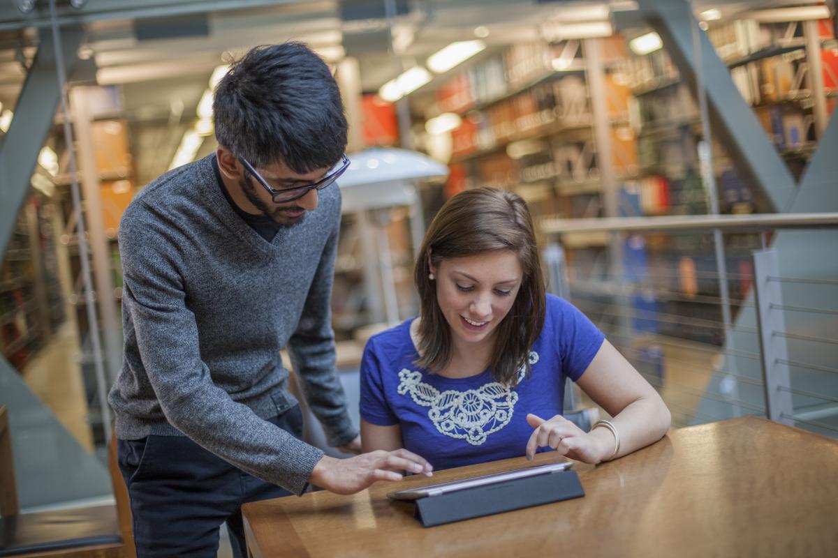 Students in Thompson Library